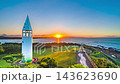 [Kanagawa Prefecture, Miura City] Sunrise at Jogashima Park: Awazaki Lighthouse and the view of the cape as the sun rises - Time lapse - zoom in 143623690