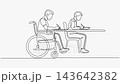 Wheelchair Student Studying Classroom Inclusive Education Continuous Line Art White Background Wheelchair Student Studying Classroom Inclusive Education Continuous Line Art White Background 143642382