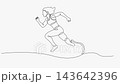 Para Athlete Running Prosthetic Blade Leg Continuous Line Art White Background Para Athlete Running Prosthetic Blade Leg Continuous Line Art White Background 143642396