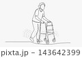 Elderly Person Walking Mobility Walker Frame Continuous Line Art White Background Elderly Person Walking Mobility Walker Frame Continuous Line Art White Background 143642399