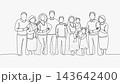 Big Multi Generational Family Portrait Togetherness Continuous Line Art White Background Big Multi Generational Family Portrait Togetherness Continuous Line Art White Background 143642400