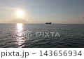 Aerial Flight Over Black Sea Toward Anchored Ship in Batumi, Georgia 143656934