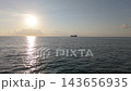 Aerial Flight Over Black Sea Toward Anchored Ship in Batumi, Georgia 143656935