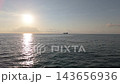 Aerial Flight Over Black Sea Toward Anchored Ship in Batumi, Georgia 143656936