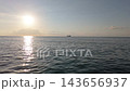 Aerial Flight Over Black Sea Toward Anchored Ship in Batumi, Georgia 143656937