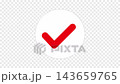 An animation of a red checkmark appears, with a white circle icon and a transparent background. This indicates completion, confirmation, approval, correct answer, and is a UI element. 143659765