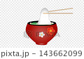 An illustrated video of someone lifting mochi (rice cake) in ozoni (Japanese New Year's soup) with chopsticks. 143662099