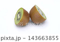 A 4K video of a kiwifruit with a beautiful cross section that is slowly rotated on a white background 143663855