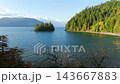 Smooth flight over The Harrison Lake. British Columbia, Canada 143667883