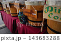 Traditional Mexican Ice Cream Barrels Selling Leche Quemada Pina Coco 143683288