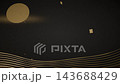 A luxurious Japanese background featuring a black lacquer background with gold maki-e style lines of the moon and flowing water, and shimmering gold dust and gold leaf. (Looping video) 143688429