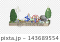 [Miniature-style diorama video footage] A park scene rendered in an orthographic style (square, transparent background) 143689554