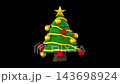A Christmas tree with toys and a star spins around its axis, 3d render  143698924