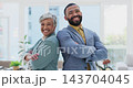 Office, arms crossed and happy business people, team or executive partner smile for startup architect brand. Portrait, teamwork and professional staff, workforce or management of architecture company 143704045