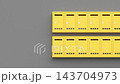 Group of yellow mailboxes on grey wall 143704973
