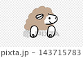 Cute sheep animation peeking out from above, with a transparent background. 143715783