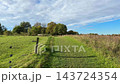Autumn landscape with an open field and forest in the distance 143724354