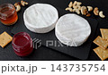 Brie or Camembert cheese is a white, round shape for baking and melting. Camembert cheese 143735754