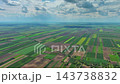 Aerial view of green agricultural fields and farmland 143738832