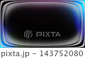Black CRT screen overlay with silver rounded borders and shifting blue, cyan and green color leaks 143752080