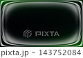 Retro CRT monitor overlay with concentric gray glowing rounded borders and green light leaks in the 143752084