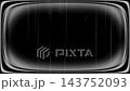 Abstract rounded rectangle frame with glowing gray edges and vertical streaks on black background, 143752093