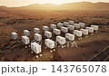 3d rendering group of energy storage systems or battery container units in desert 4k footage 143765078