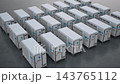 3d rendering group of energy storage systems or battery container units isometric 4k footage 143765112