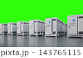 3d rendering group of energy storage systems or battery container units on green screen 4k footage 143765115