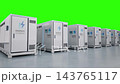 3d rendering group of energy storage systems or battery container units on green screen 4k footage 143765117
