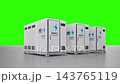 3d rendering group of energy storage systems or battery container units on green screen 4k footage 143765119