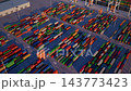 Realistic Container Terminal Aerial at Sunset Timelapse Loop 143773423