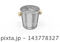 Ice bucket filled with ice cubes on white background 143778327
