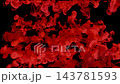 3D render. Red smoke swirls against a black background. 143781593
