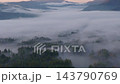 A magnificent sea of clouds covers Hakuba Village, Nagano Prefecture (aerial photograph taken by drone). 143790769