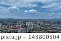 Drone panning shot capturing Guwahati city charm blending with majestic hills Drone panning shot capturing Guwahati city charm blending with majestic hills 143800504