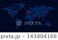Digital world map background with blinking data lights and location markers of the world's major financial centres. Suitable for global technology and international business and finance concepts. 143804166