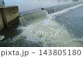 Footage of fast flowing water going over the Penrith Weir in the Nepean River between Penrith and Emu Plains in New South Wales, Australia 143805180