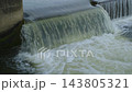 Footage of fast flowing water going over the Penrith Weir in the Nepean River between Penrith and Emu Plains in New South Wales, Australia 143805321