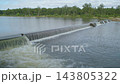 Footage of fast flowing water going over the Penrith Weir in the Nepean River between Penrith and Emu Plains in New South Wales, Australia 143805322