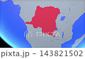Location and red map of Democratic Republic of the Congo on the earth 143821502