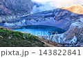 蔵王御釜の火口湖と雄大な山岳風景 143822841