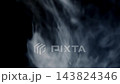 Dense white and gray smoke rolling and billowing across black background in full frame, atmospheric fog overlay for video editing, horror scenes, mystery and transitions 143824346