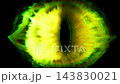 3D render. The Yellow-Greens flame in the shape of an eye on a black background. 143830021