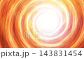 Abstract orange light swirls around bright white center in radiant animated vortex. Flowing circular brushlike bands create warm glowing pattern with energetic, painterly movement. 143831454