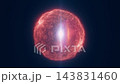 Luminous plasma sphere flickers around brilliant central light, its tangled red strands rippling across rounded form. Abstract energy orb evokes futuristic science and cosmic power. 143831460