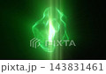 Green energy visualization undulates around radiant core, changing its flowing mesh shape over time. Bright light rays and fine particles create atmospheric futuristic abstract animation. 143831461
