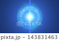 Bright blue plasma sphere shimmers with white center and delicate circular waves. Luminous energy orb subtly expands and contracts in futuristic abstract animation with deep blue background. 143831463