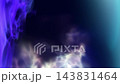 Flowing abstract light forms swirl in dark field, with violet ribbons and cyan haze surrounding soft white glows. Atmospheric digital background feels mysterious and serene as colors shift. 143831464