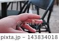 Detailed View of a Cigarette Burning Between Fingers. 143834018